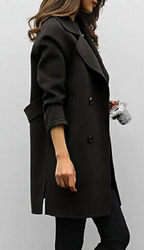 Women's Long Trench Coat Double-Breasted with Tailored Fit - 6