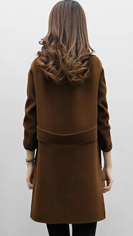 Women's Long Trench Coat Double-Breasted with Tailored Fit - 4