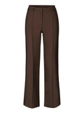 Women's High Waist Wide Leg Trousers with Tailored Finish - Brown