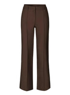 Women's High Waist Wide Leg Trousers with Tailored Finish - Brown