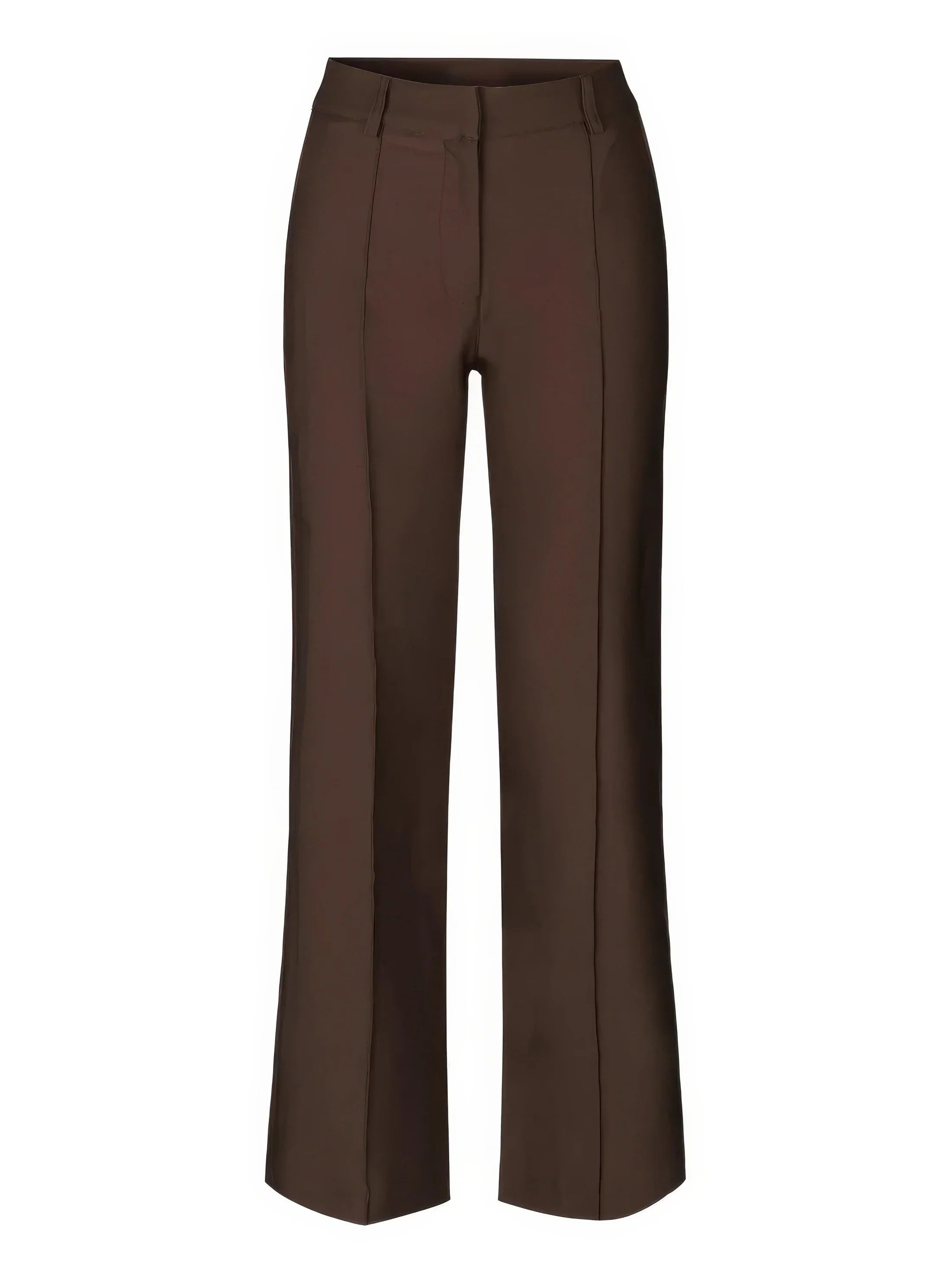 Women's High Waist Wide Leg Trousers with Tailored Finish - Brown