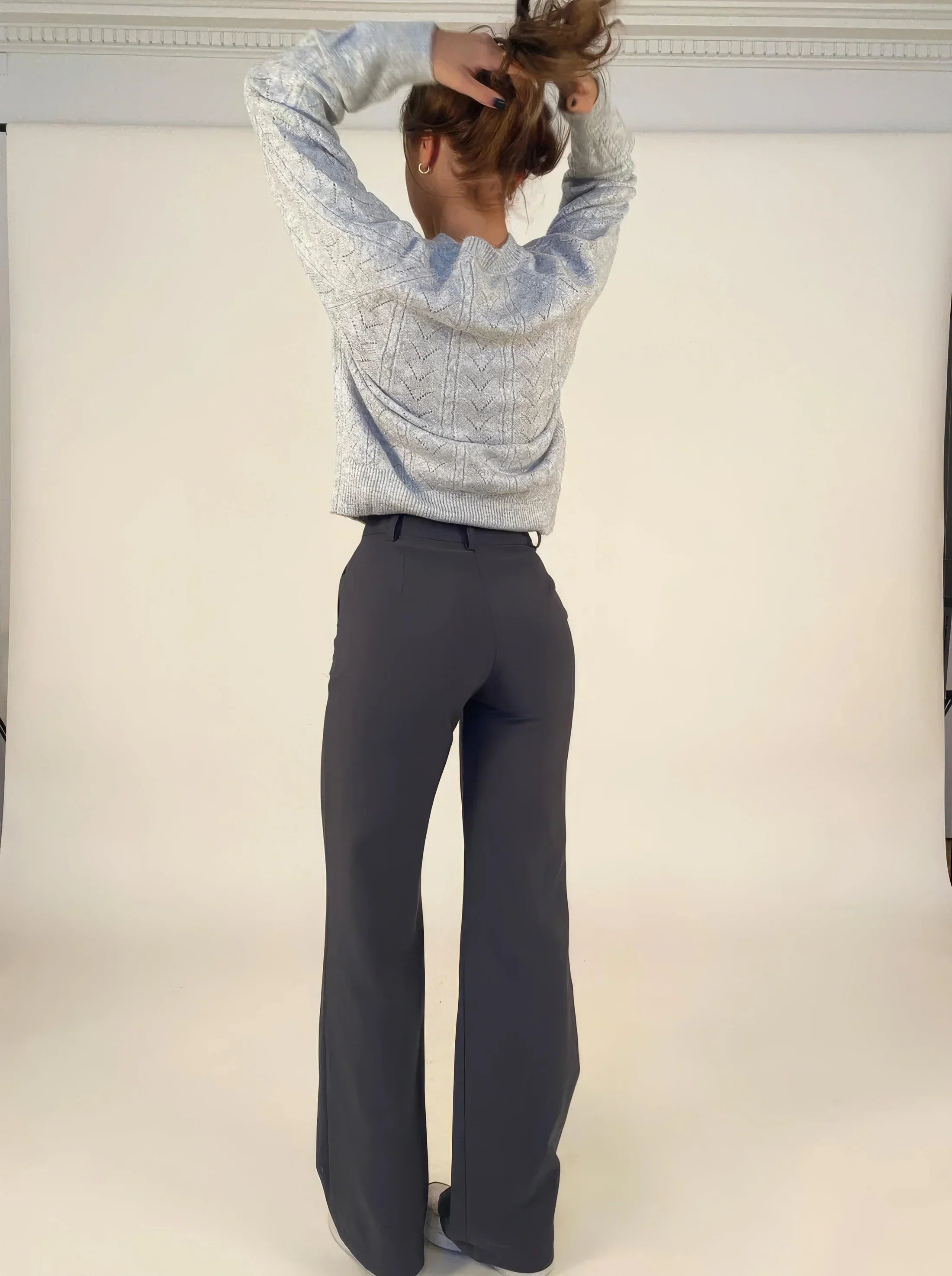 Women's High Waist Wide Leg Trousers with Tailored Finish - 3