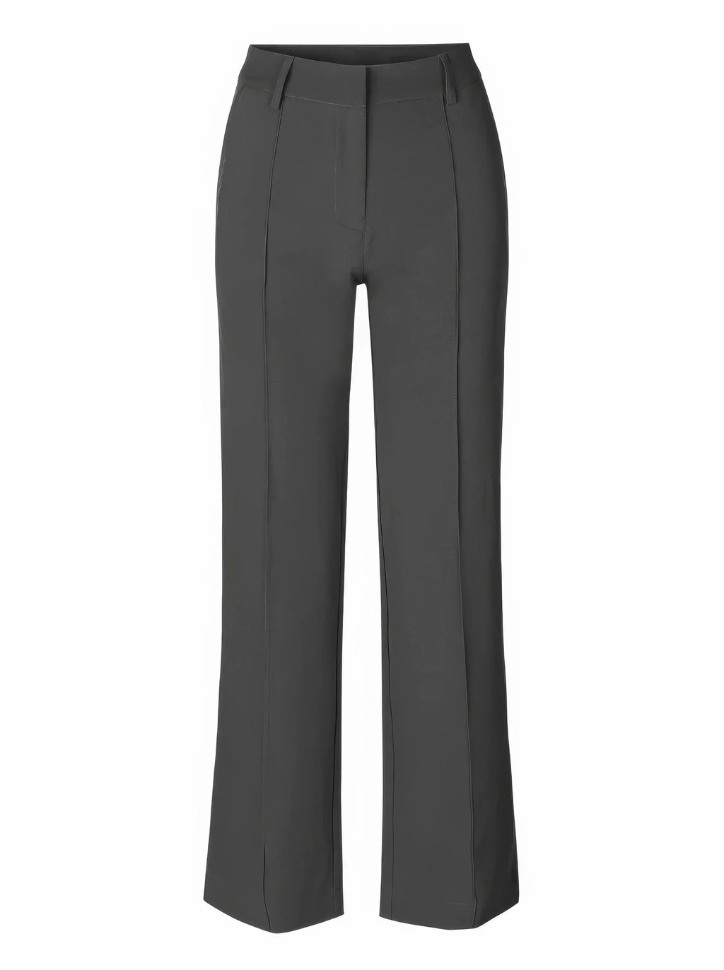 Women's High Waist Wide Leg Trousers with Tailored Finish - Grey