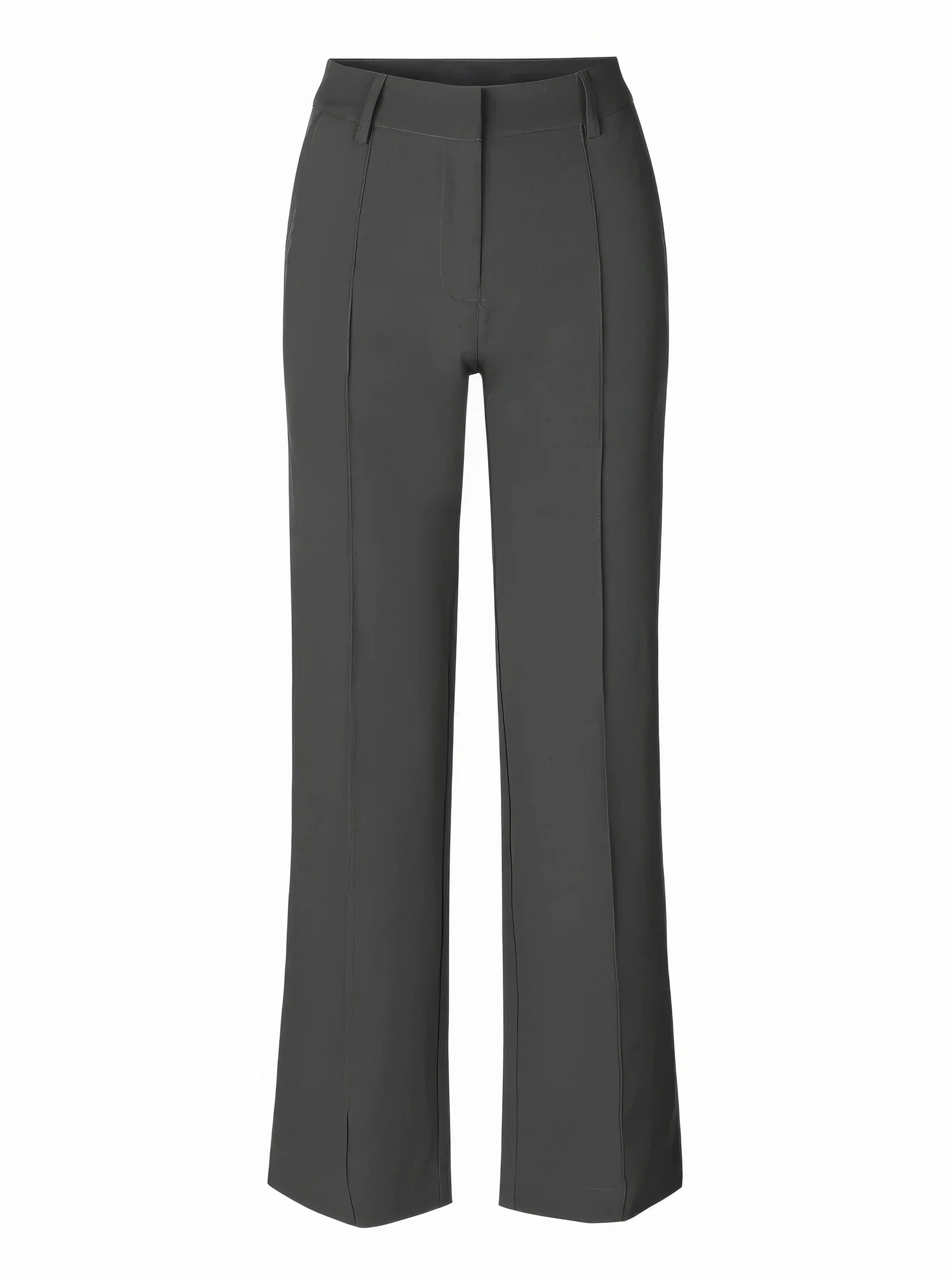 Women's High Waist Wide Leg Trousers with Tailored Finish - Grey