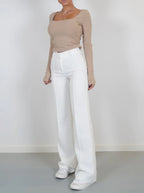 Women's High Waist Wide Leg Trousers with Tailored Finish - 15