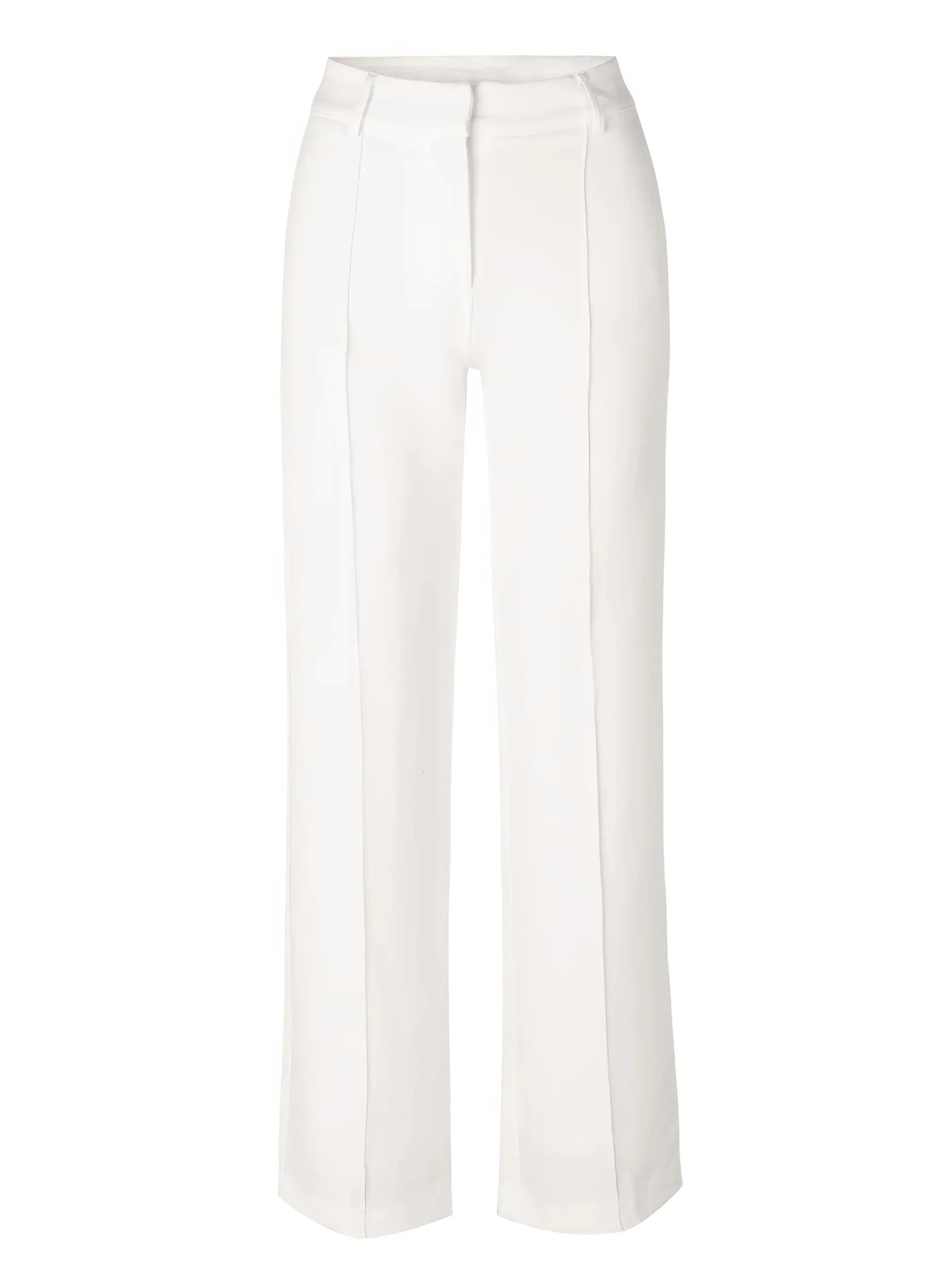 Women's High Waist Wide Leg Trousers with Tailored Finish - White