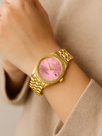 Women's Crystal Watch with Fluted Bezel and Roman Numerals - 3