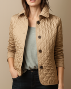 Women's Diamond Quilted Jacket with Stand Collar - 6