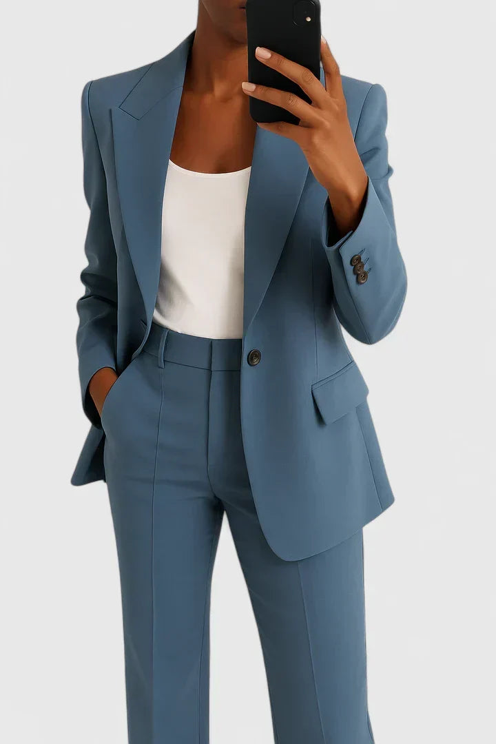 Palynette | Elegant Two-Piece Suit Set - Blue