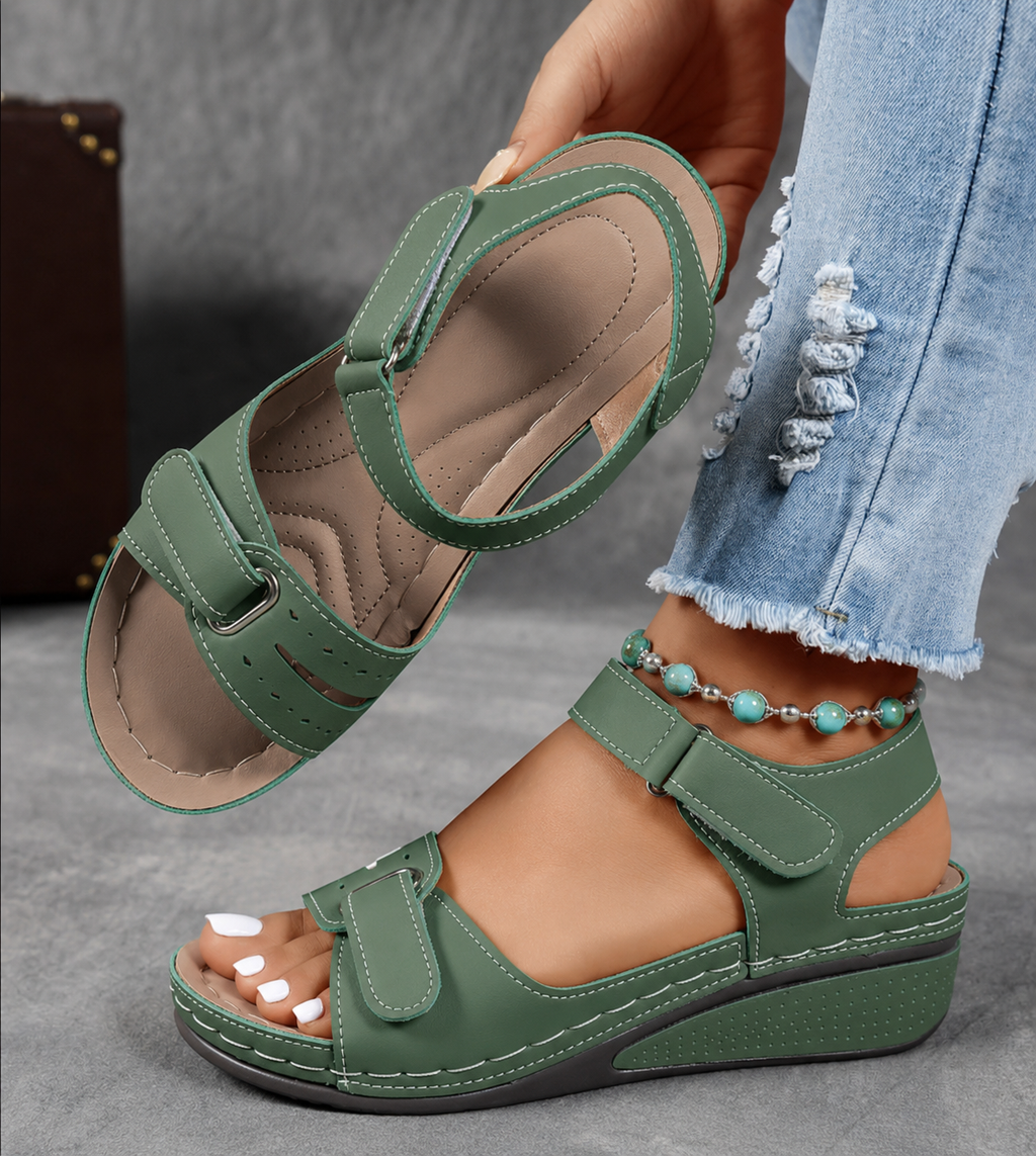 Women's Wedge Sandals with Adjustable Straps and Open Toe - 3