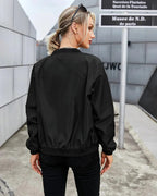 Women's Bomber Jacket with Zip Fastening and Ribbed Trims - 6
