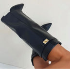 Women's Knee High Boots with Pointed Toe and Straight Shaft - 13