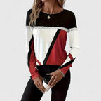 Women's Jumper Long Sleeve with Round Neck and Geometric Print - 2