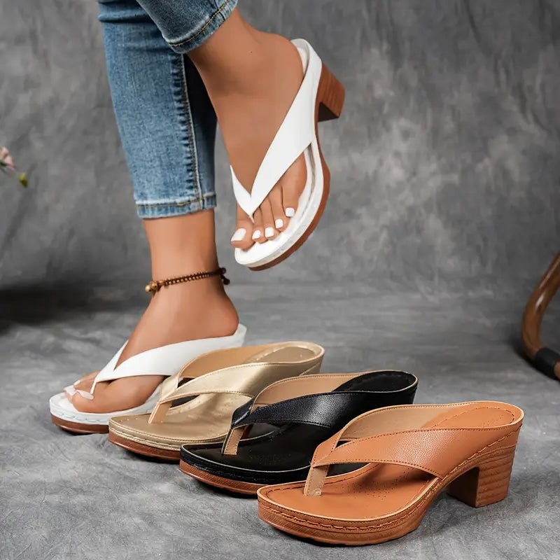 Women's Toe-Post Low Wedge Sandals - 9