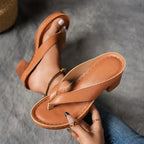 Women's Toe-Post Low Wedge Sandals - Brown