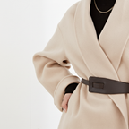 Women's Wrap Coat with Wide Lapel Collar and Tie Belt - 6