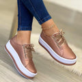Women's Platform Trainers with Lace-Up Closure - Pink