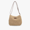 Women's Woven Shoulder Bag with Adjustable Strap - Beige
