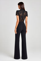 Women's Lace Bodice Jumpsuit with Flared Trousers - 5