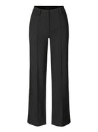 Women's High Waist Wide Leg Trousers with Tailored Finish - Black