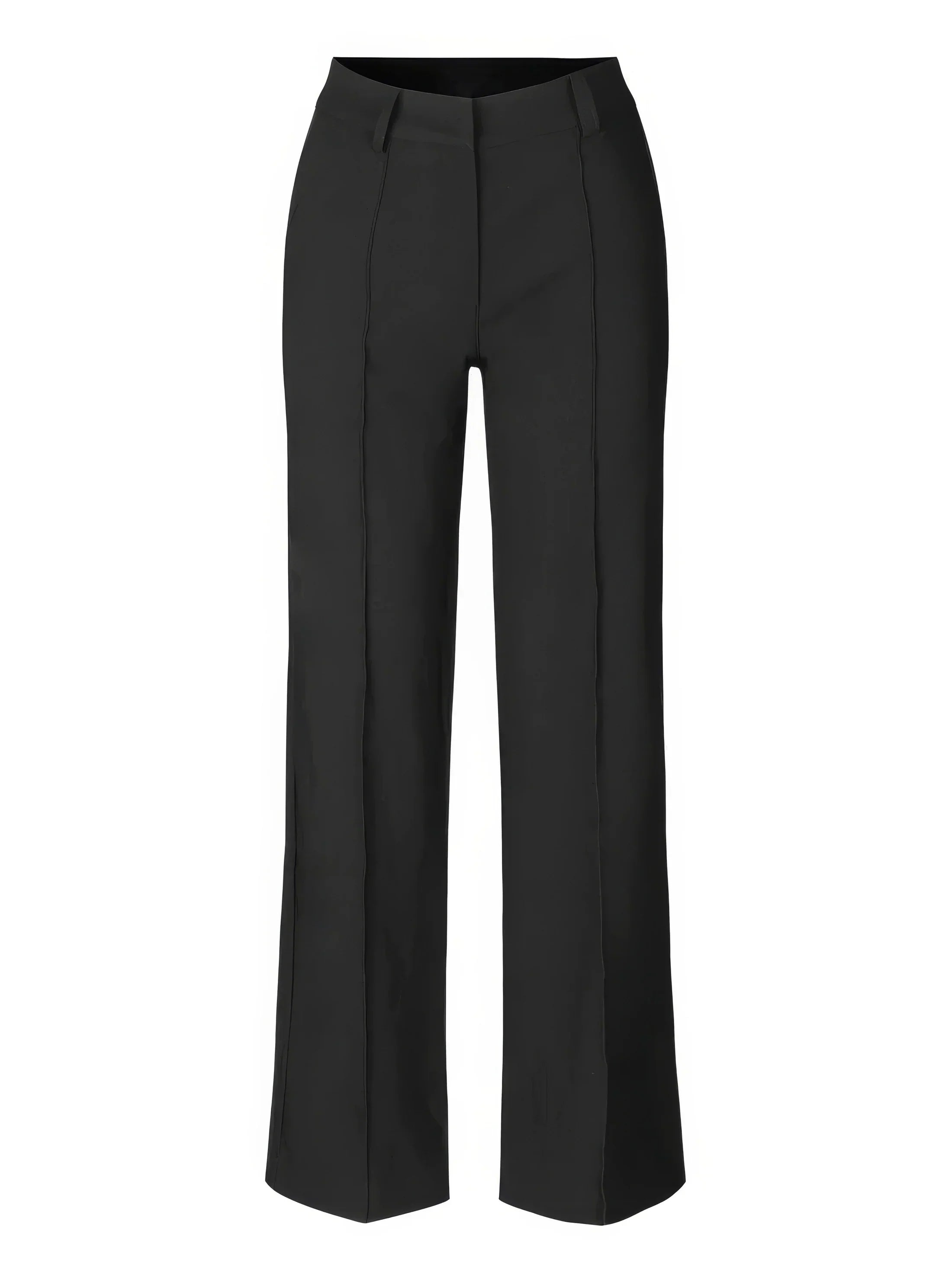 Women's High Waist Wide Leg Trousers with Tailored Finish - Black