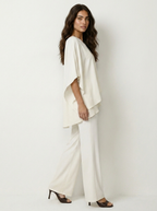 Women's Cape Overlay Top and Wide Leg Trousers Set - 12