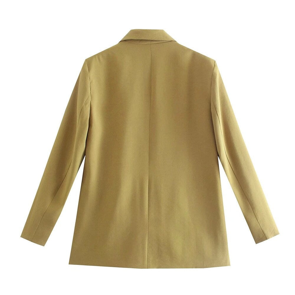 Women's Double-Breasted Blazer with Notched Lapels and Structured Silhouette - 6