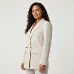 Women's Double-Breasted Blazer with Notched Lapels and Structured Silhouette - 11
