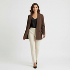 Women's Double-Breasted Blazer with Notched Lapels and Structured Silhouette - 8
