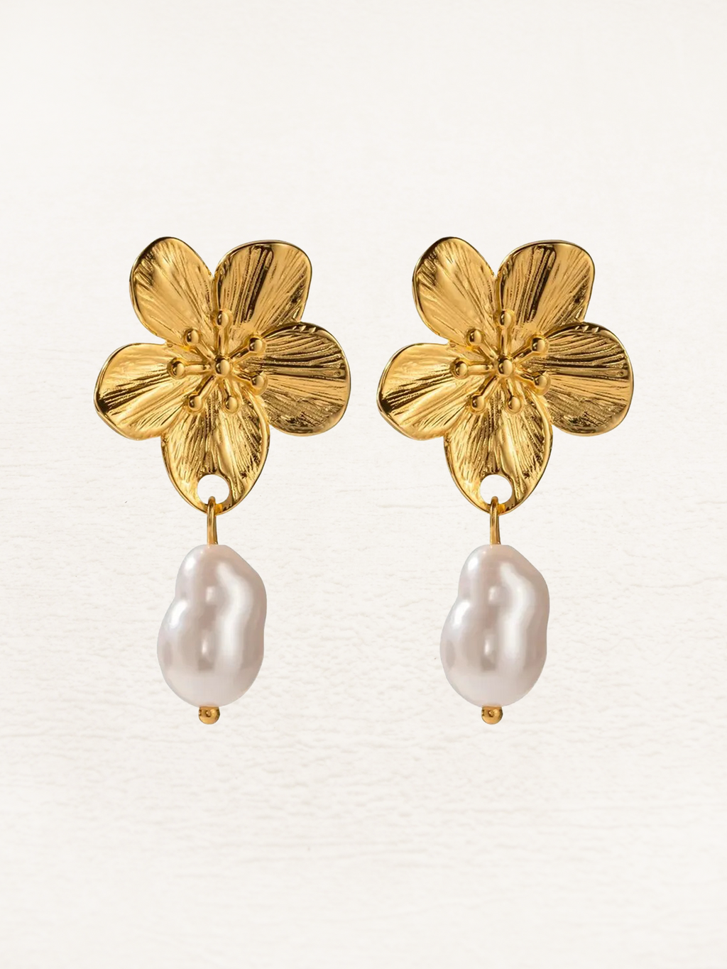 Women's Flower Drop Earrings with Pearl Centre - 3