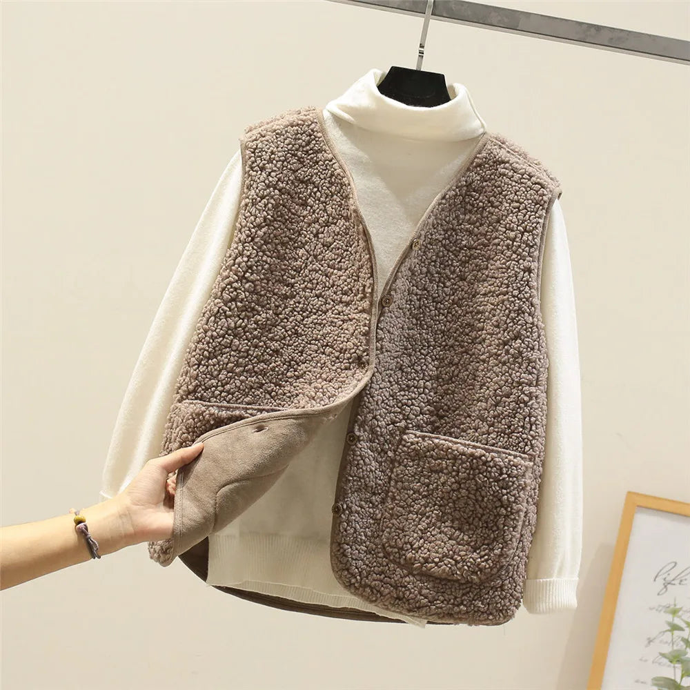 Faye | Luxe Fleece Gilet - Khaki