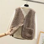 Faye | Luxe Fleece Gilet - Khaki