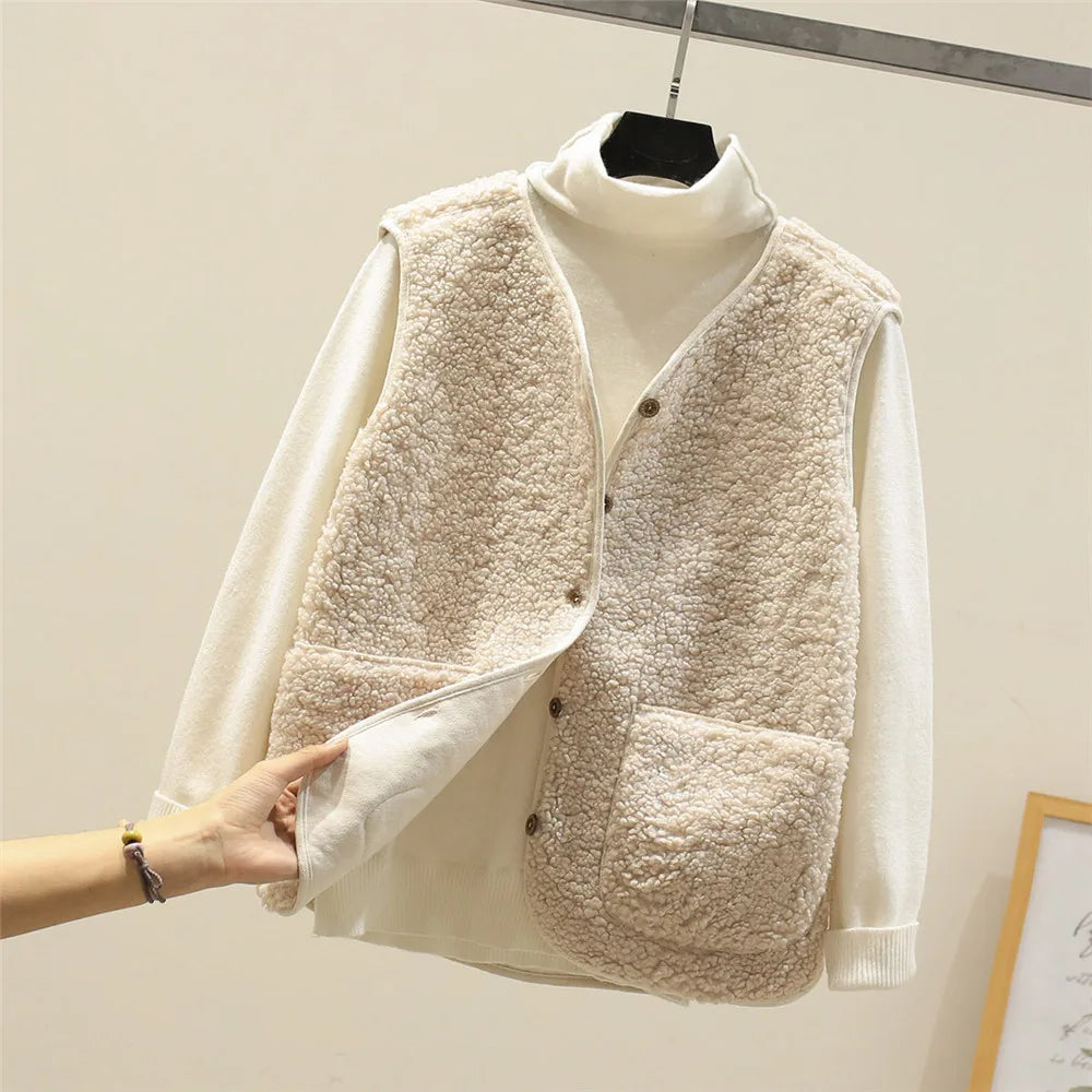 Faye | Luxe Fleece Gilet - Beige