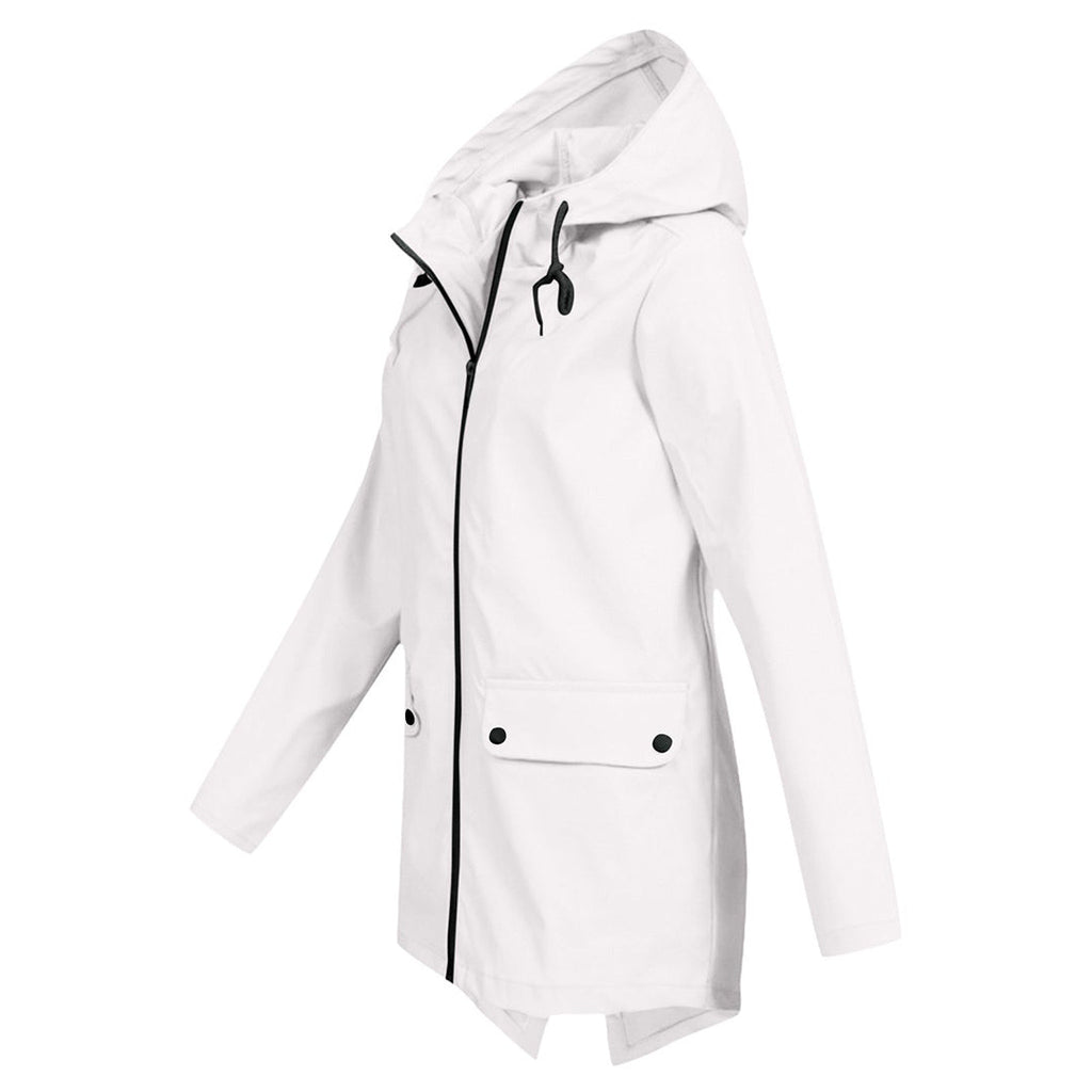 Women's Zip Jacket with Hood and Drawstring Detail - 16