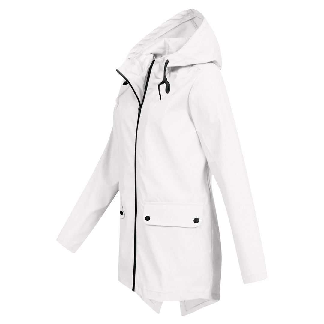 Women's Zip Jacket with Hood and Drawstring Detail - 16