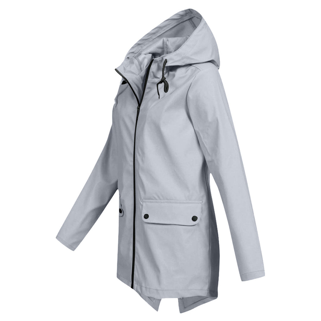 Women's Zip Jacket with Hood and Drawstring Detail - 14