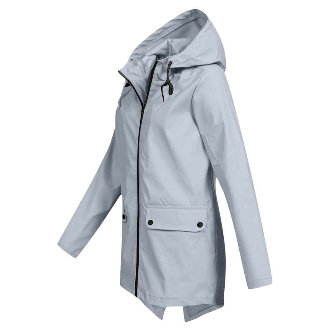 Women's Zip Jacket with Hood and Drawstring Detail - 14