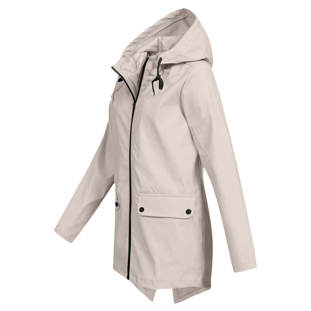 Women's Zip Jacket with Hood and Drawstring Detail - 8