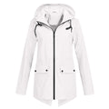 Women's Zip Jacket with Hood and Drawstring Detail - White