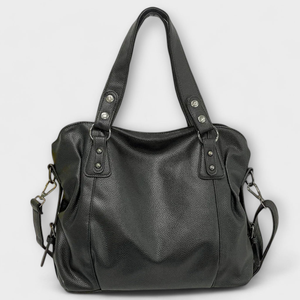 Women's Shoulder Bag with Sleek Structured Shape - Black