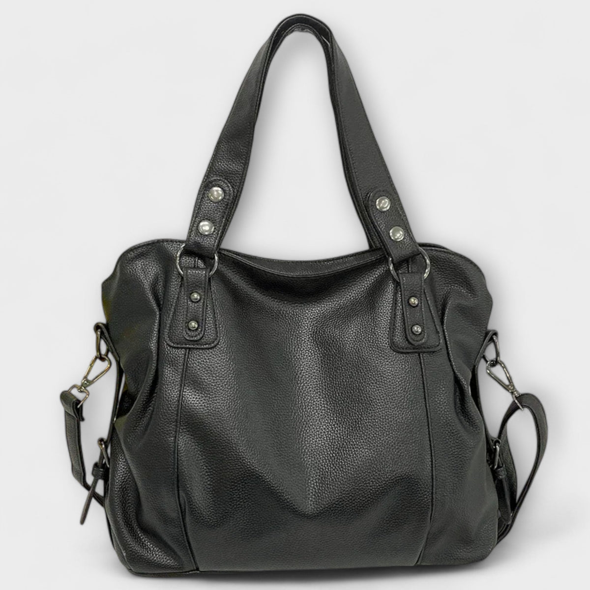 Women's Shoulder Bag with Sleek Structured Shape - Black