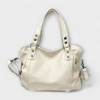 Women's Shoulder Bag with Sleek Structured Shape - Beige