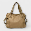 Women's Shoulder Bag with Sleek Structured Shape - Khaki