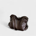 Women's Hobo Shoulder Bag with Multiple Compartments - Brown