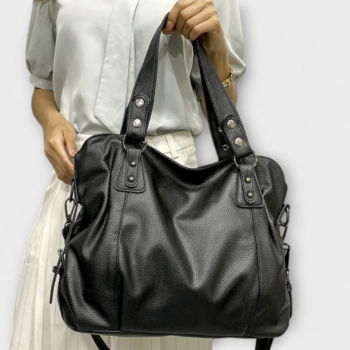Women's Hobo Shoulder Bag with Multiple Compartments - 3