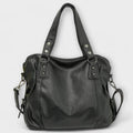 Women's Hobo Shoulder Bag with Multiple Compartments - Black