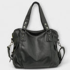 Women's Hobo Shoulder Bag with Multiple Compartments - Black