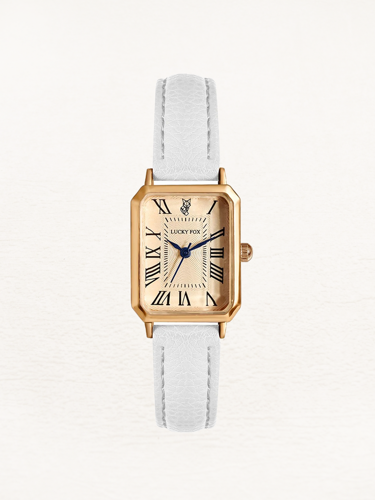 Women's Square Watch with Faux Leather Strap - White
