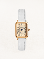Women's Square Watch with Faux Leather Strap - White