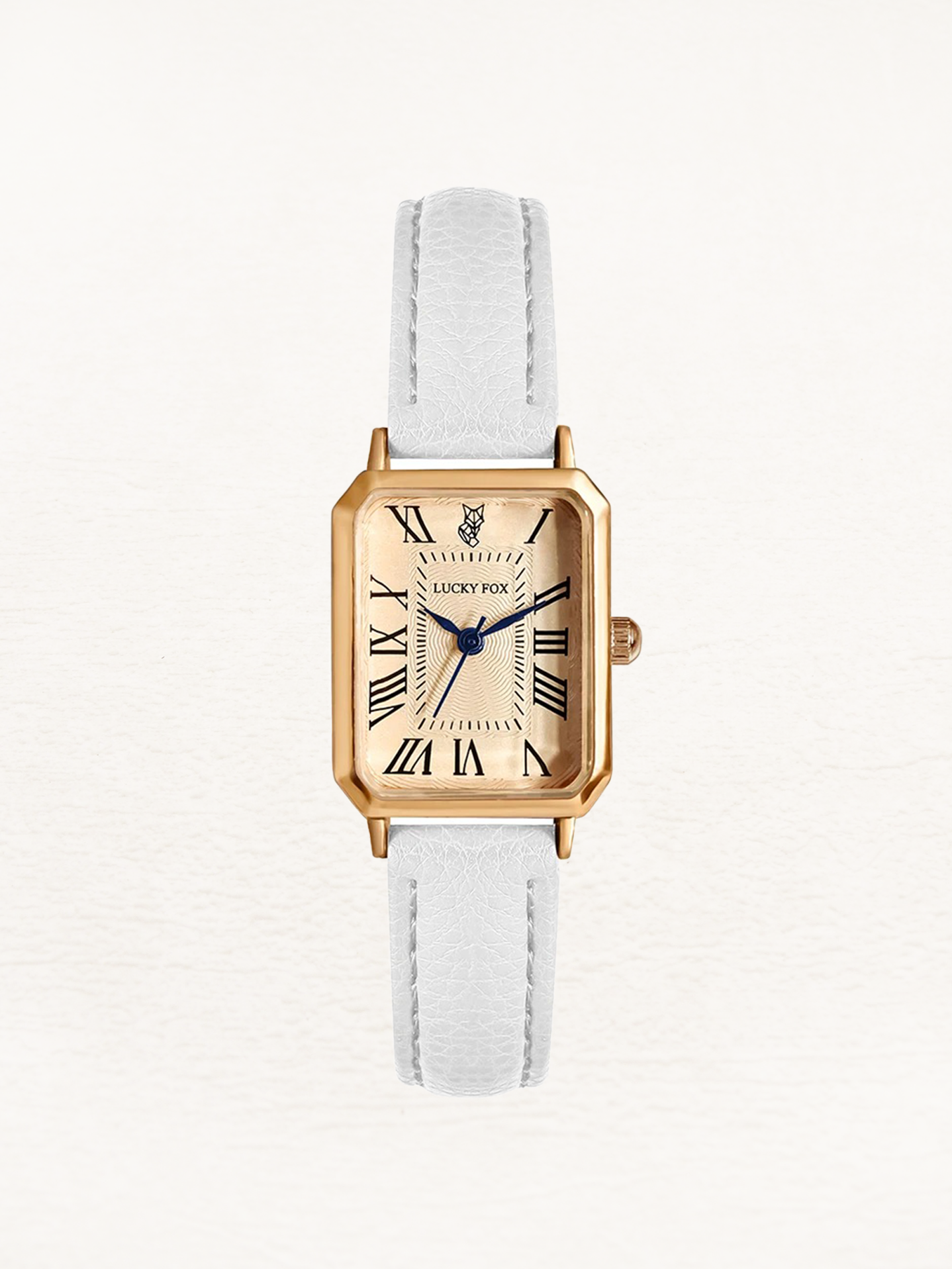 Women's Square Watch with Faux Leather Strap - White